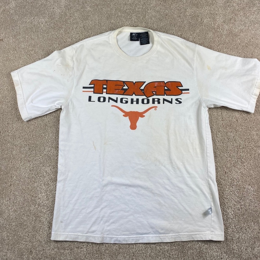 Starter Texas Longhorns T Shirt Mens Medium White Graphic Tee NCAA UT Austin